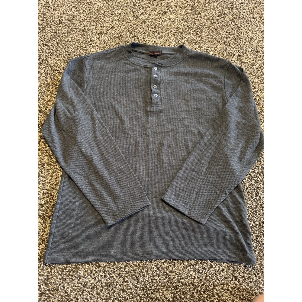 Royal Testimony Mens XL Thermal Shirt Charcoal Gray Long Sleeve Waffle Knit Top